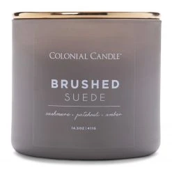 Colonial Candle Duftkerze Brushed Suede - Soja Wachs Mischung - Grau - 411g