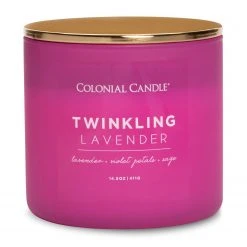 Colonial Candle Duftkerze Twinklin Lavender - Soja Wachs Mischung - Pink - 411g