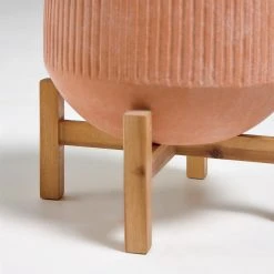 Twentyfour Pflanzkübel Daffodil - Terracotta / Acacia - Kupfer -Günstiges Deko Geschäft 1000276229 210625 13522100402 DETAILS P000000001000276229