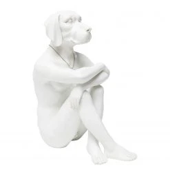 Kare Design Deko Figur Gangster Dog Cream - Weiß - Metall / Stein