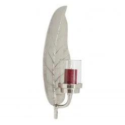 Kare Design Windlicht Leaf - Silber - Glas / Metall - Silber