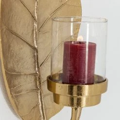 Kare Design Windlicht Leaf - Gold - Metall / Glas - Gold -Günstiges Deko Geschäft 1000277511 210707 09473200104 DETAILS P000000001000277511