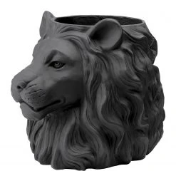 Kare Design Deko Übertopf Lion II - Schwarz - Kunststoff