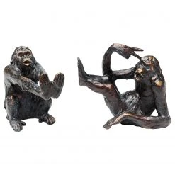 Kare Design Buchstütze Monkey (2-teilig) - Schwarz - Stein