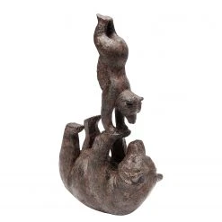 Kare Design Deko Objekt Artistic Bears Handstand - Braun - Stein