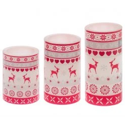 My Flair LED-Kerze Nordisch (3-teilig) - Wachs - Weiß / Rot -Günstiges Deko Geschäft 1000294730 210930 135435000123 DETAILS P000000001000294730