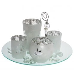 My Flair Teelichthalter Solmas - Farbglas - Silber