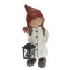 My Flair Dekofigur Winterkind mit Laterne Mädchen - Steingut - Weiß / Rot