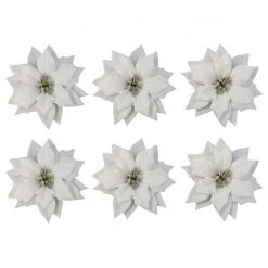 My Flair Dekoblumen Christstern (6er-Set) - Polyester PVC - Weiß