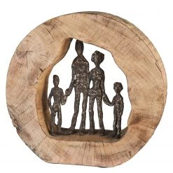 GILDE Skulptur Familie - Mangoholz - Braun