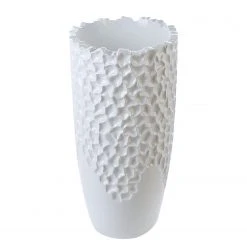 GILDE Pflanzgefäß Carve - Kunstharz - Weiß - Durchmesser: 36 cm