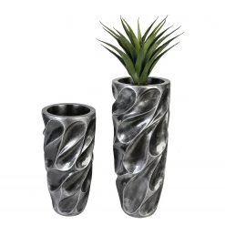 GILDE Pflanzgefäß Drop - Kunstharz - Silber - Durchmesser: 38 cm -Günstiges Deko Geschäft 1000296542 210930 14022900223 DETAILS P000000001000296542