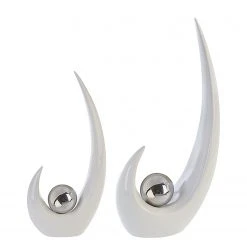 GILDE Dekoobjekt Move - Keramik - Weiß / Silber