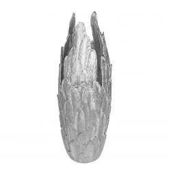 GILDE Vase Feder - Kunstharz - Silber - Durchmesser: 36 cm