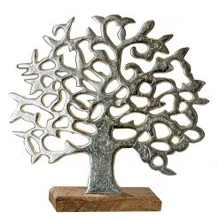 GILDE Dekoobjekt Lebensblume II - Aluminium - Silber / Natur