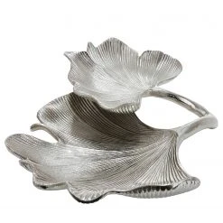 GILDE Doppelschale Ginkgo - Aluminium - Silber