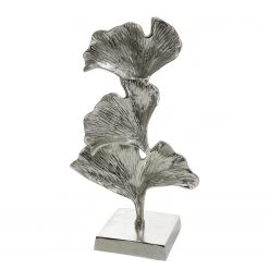 GILDE Dekoobjekt Ginkgo - Aluminium - Silber
