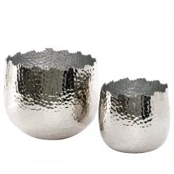 Twentyfour Übertopf Leaf (2-teilig) - Nickel / Aluminium - Silber