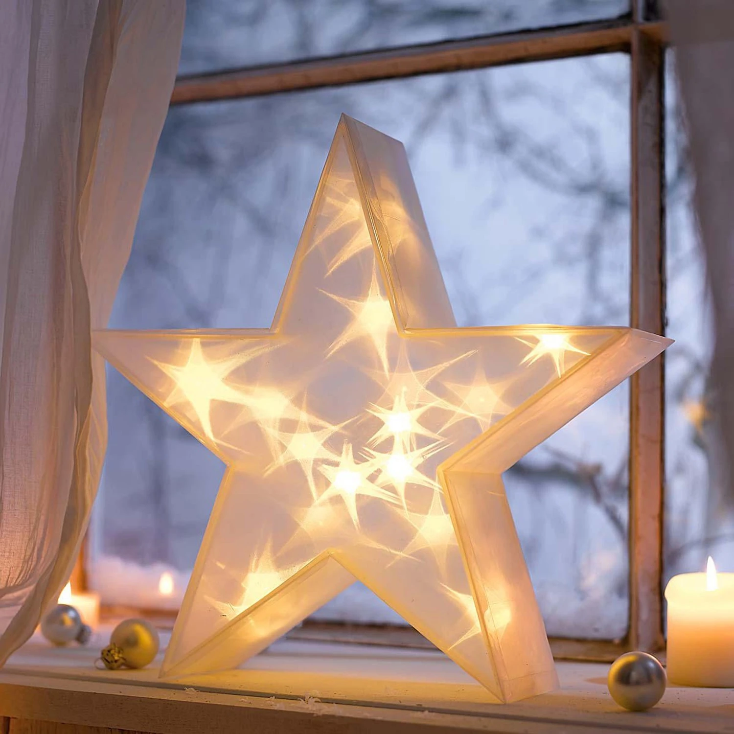 Twentyfour LED-Dekoobjekt 3D-Stern - Polyester PVC - Transparent 4 Twentyfour LED-Dekoobjekt 3D-Stern - Polyester PVC - Transparent – Bild 2