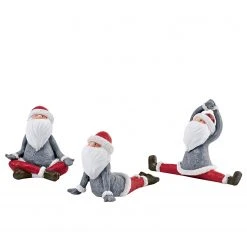 Twentyfour Dekofigur Yoga-Santa (3-teilig) - Polyresin - Grau / Rot / Weiß