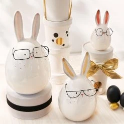 Twentyfour Dekofigur Hasen mit Brille - Keramik / Metall - Weiß / Bunt -Günstiges Deko Geschäft 1000309718 211118 11271000288 MOOD DETAILS P000000001000309718 mood