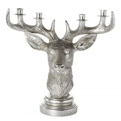 Twentyfour Kerzenhalter Hirschkopf - Polyresin - Silber