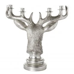 Twentyfour Kerzenhalter Hirschkopf - Polyresin - Silber -Günstiges Deko Geschäft 1000309730 211118 11271200368 DETAILS P000000001000309730