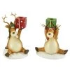 Twentyfour Kerzenhalter Elche (2-teilig) - Polyresin - Natur / Grün / Rot