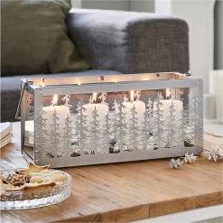 Twentyfour Windlicht Winterwald - Glas / Metall - Silber -Günstiges Deko Geschäft 1000309870 211118 11272600698 MOOD DETAILS P000000001000309870 mood