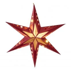 Twentyfour LED-Papierstern Holte - Papier - Rot / Gold