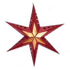 Twentyfour LED-Papierstern Holte - Papier - Rot / Gold -Günstiges Deko Geschäft 1000309876 211118 11272400665 DETAILS P000000001000309876