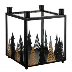 Twentyfour Windlicht Advent - Eisen / Klarglas - Schwarz / Gold