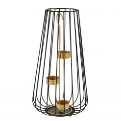 Twentyfour Teelichthalter Amigo - Metall - Schwarz / Gold