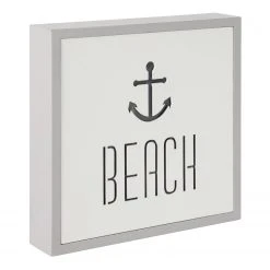 Twentyfour LED-Leuchtschild Beach - Sperrholzplatte - Weiß / Grau