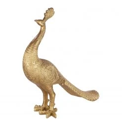 GILDE Figur Pfau - Kunstharz - Gold - 42cm x 37cm x 11cm