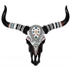 GILDE Wandobjekt Stier Native - Kunstharz - Schwarz - 59cm x 53cm x 9cm