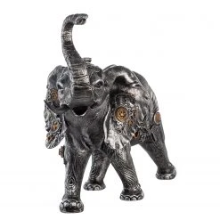 GILDE Skulptur Steampunk Elephant - Kunstharz - Silber - 28cm x 23cm x 14cm -Günstiges Deko Geschäft 1000316821 220104 14524300092 DETAILS P000000001000316821