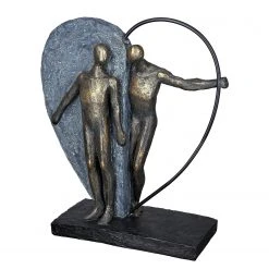 GILDE Skulptur Heartbeat - Kunstharz - Grau - 28cm x 31cm x 10cm
