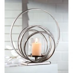 GILDE Kerzenleuchter Ringe - Aluminium - Silber - 44cm x 46cm x 25cm -Günstiges Deko Geschäft 1000316876 220104 14524700223 MOOD DETAILS P000000001000316876 mood