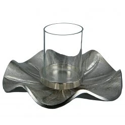GILDE Kerzenleuchter Float - Aluminium - Silber - 23cm x 6cm x 23cm
