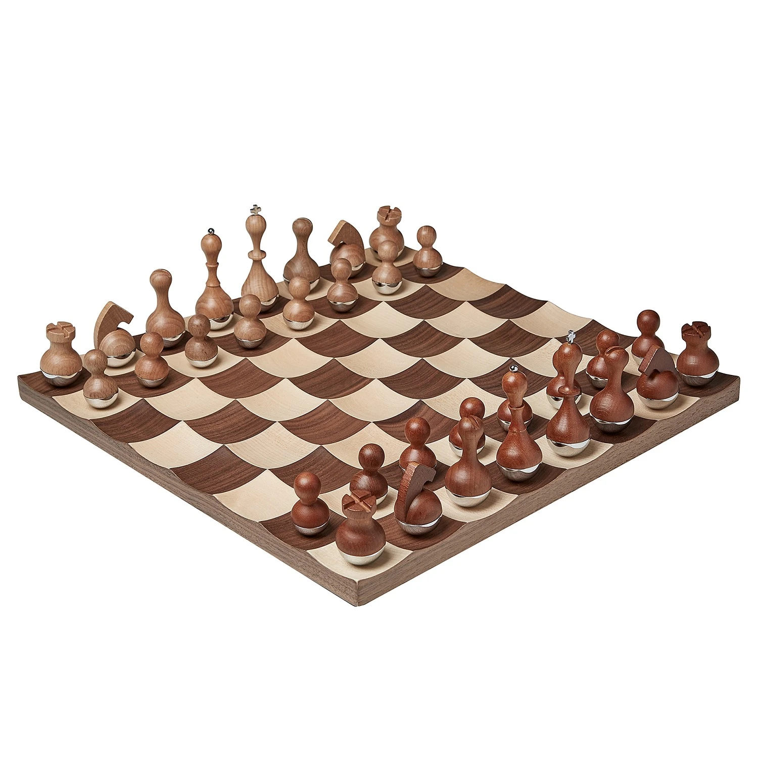 Umbra Schach-Set Wobble - Zink - Walnut - 37,795cm x 11,43cm x 37,795cm 3 Umbra Schach-Set Wobble - Zink - Walnut - 37,795cm x 11,43cm x 37,795cm