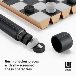Umbra Schach-Set Rolz - Polyethylen / Buche - Schwarz - 30,48cm x 2,54cm x 30,48cm -Günstiges Deko Geschäft 1000317006 220112 13111300798 SKETCH DETAILS P000000001000317006 sketch