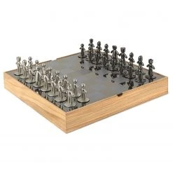 Umbra Schach-Set Natural - Zinn / Eisen - Natura - 35,255cm x 5,715cm x 35,56cm