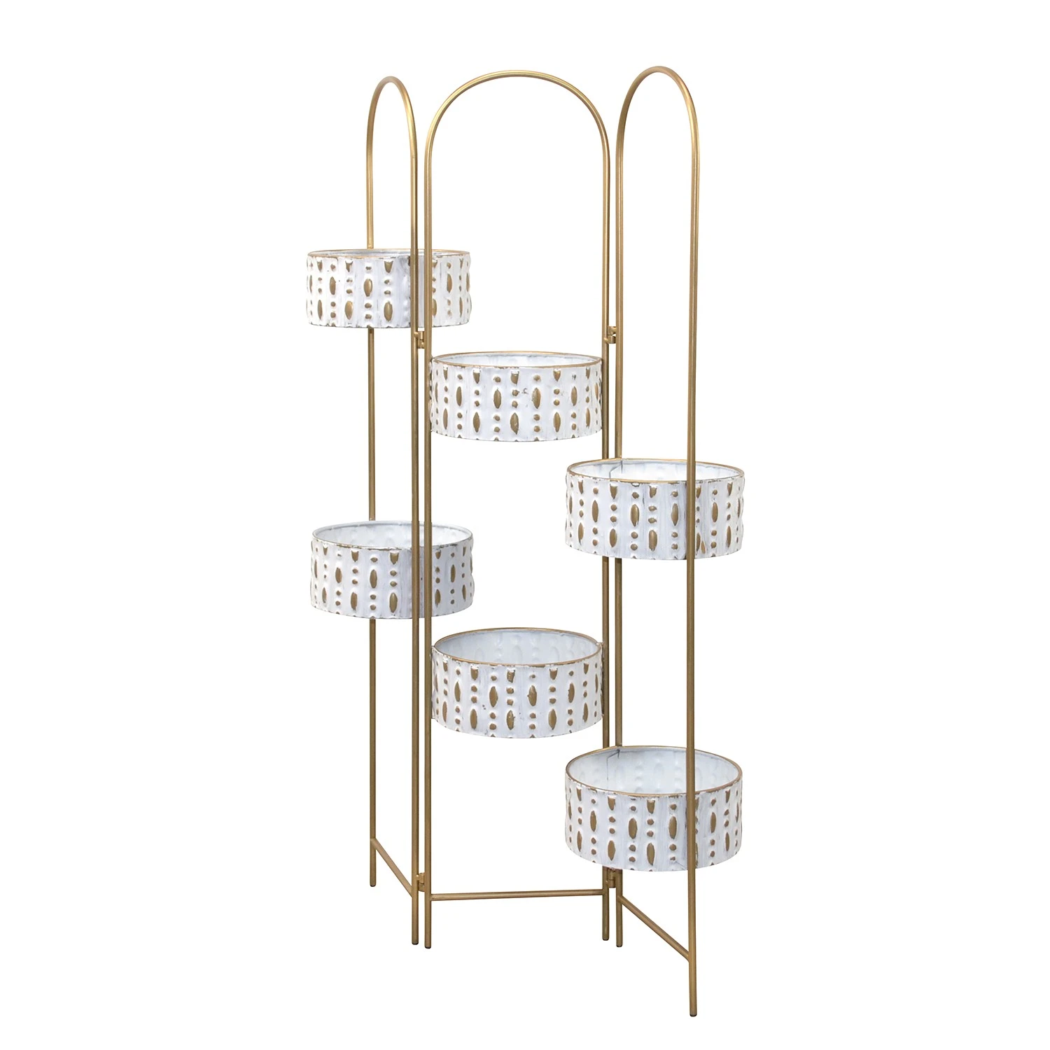 Twentyfour Blumenständer Athena Moderna - Stahl - Gold / Weiß - 71 cm x 116 cm x 21 cm - Ø cm 3 Twentyfour Blumenständer Athena Moderna - Stahl - Gold / Weiß - 71 cm x 116 cm x 21 cm - Ø cm