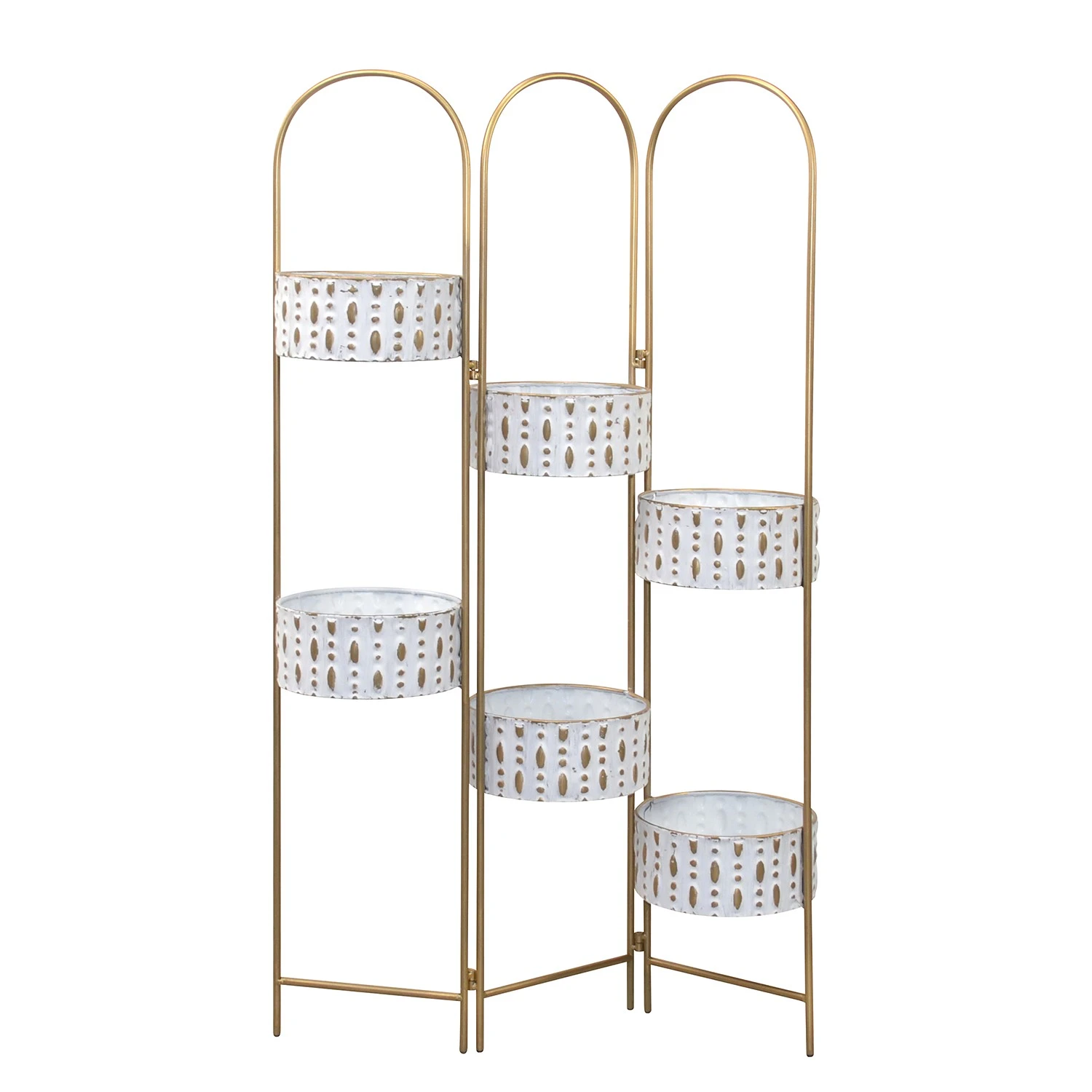 Twentyfour Blumenständer Athena Moderna - Stahl - Gold / Weiß - 71 cm x 116 cm x 21 cm - Ø cm 4 Twentyfour Blumenständer Athena Moderna - Stahl - Gold / Weiß - 71 cm x 116 cm x 21 cm - Ø cm – Bild 2