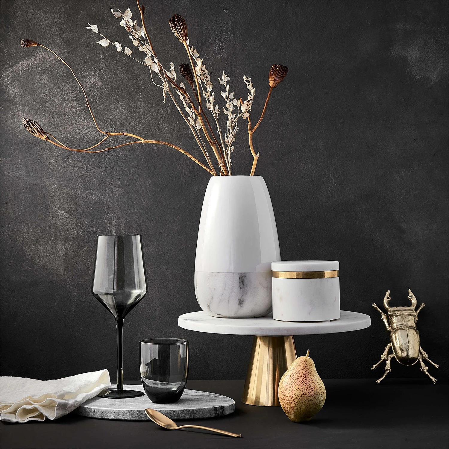 Butlers Vase MARBELLO - Dolomit - Weiß 4 Butlers Vase MARBELLO - Dolomit - Weiß – Bild 2