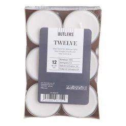 Butlers Teelicht-Set TWELVE (12er-Set) - Paraffin / Aluminium - Weiß