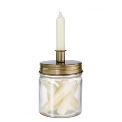 Butlers Kerzen-Set LITTLE LIGHT (8-tlg.) - Klarglas / Stahlblech / Wachs - Weiß / Gold