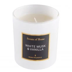 Butlers Duftkerze White Musk SCENTS OF HOME - Farbglas / Wachs - Weiß / Gold -Günstiges Deko Geschäft 1000338575 220310 030 DETAILS P000000001000338575