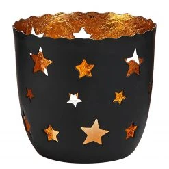 Butlers Teelichthalter DELIGHT Sterne - Eisen - Schwarz - Höhe: 7 cm